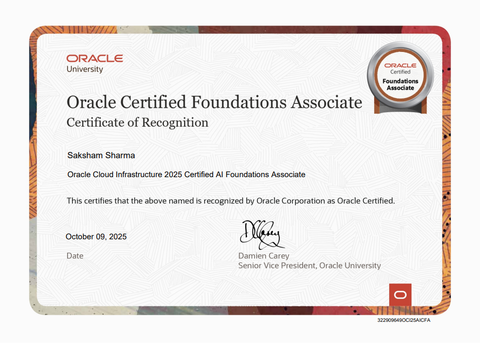 Oracle Certified AI Foundations Associate
